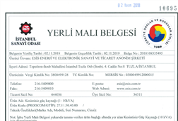 1-10 kVA UPS Yerli Malı Belgesi